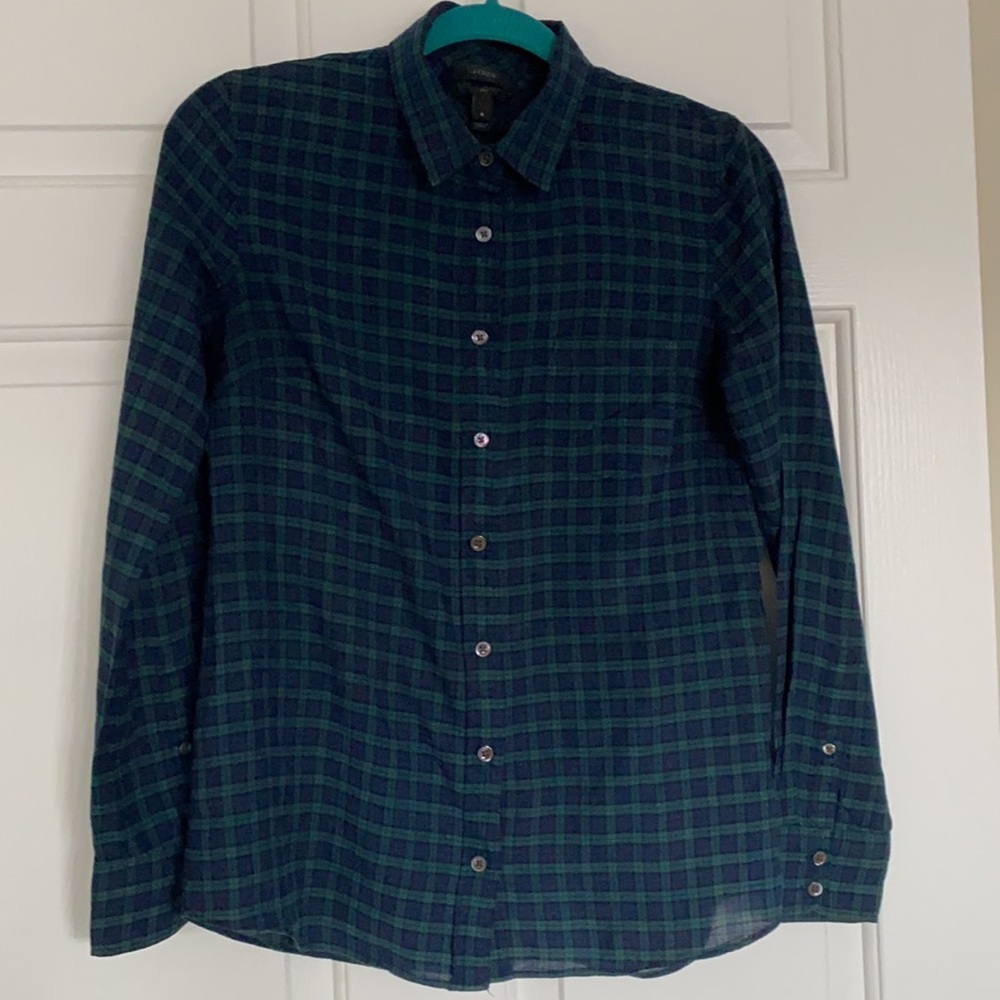 J. CREW tartan plaid button up in loose ‘boy’ fit